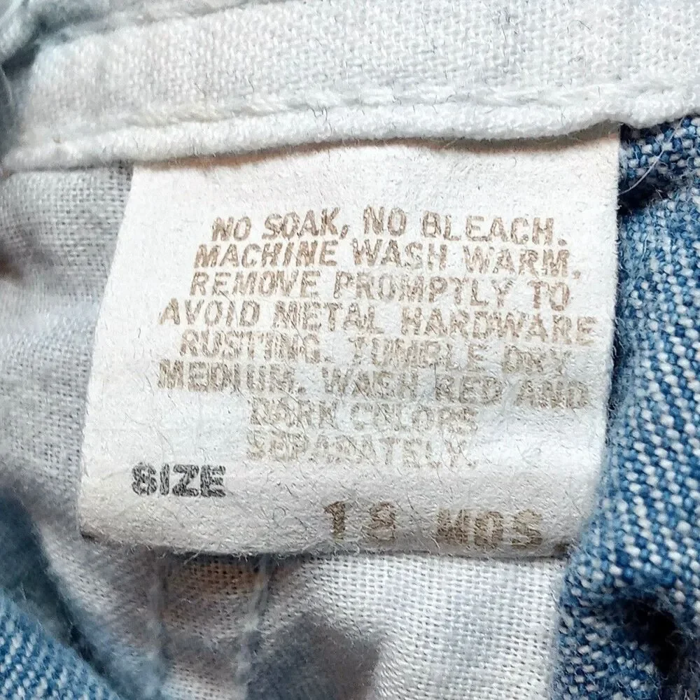 Vintage OshKosh B’gosh Made In USA Denim Jean Overalls Shorts Vestbak 18 Months